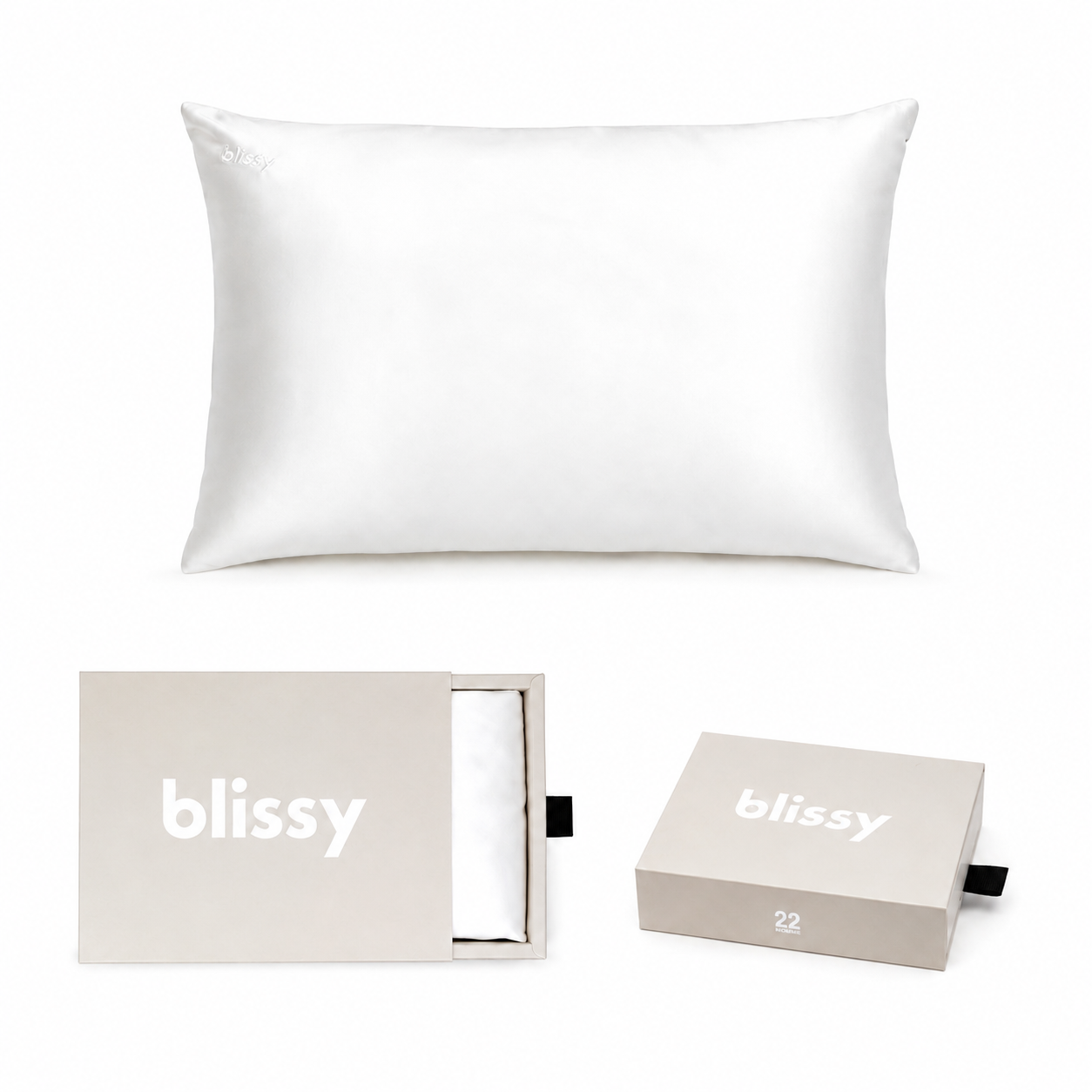 Blissy Silk Pillowcase - White - Queen